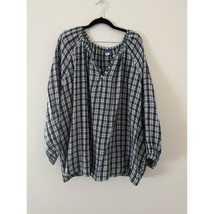 ON Gingham peasant blouse